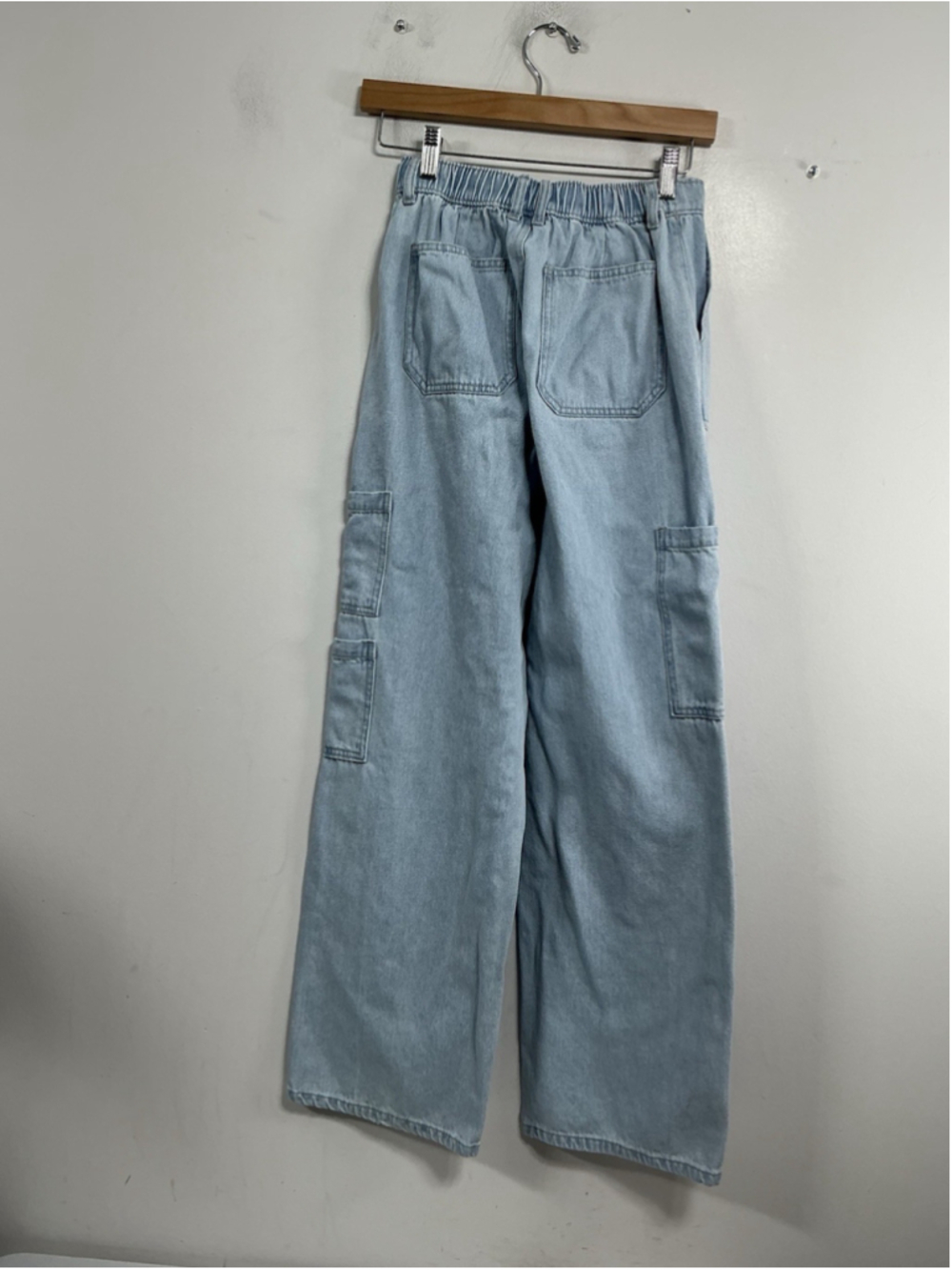 Womans Jr Vanilla Star Cargo Blue Jeans Size 0 Elastic At Waist - Picture 2 of 6